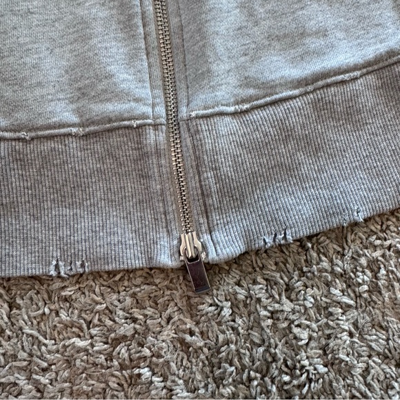 JOES JEANS Leira Hi-Lo Distressed Heather Gray Sweatshirt W/Zipper back size S - Picture 6 of 9